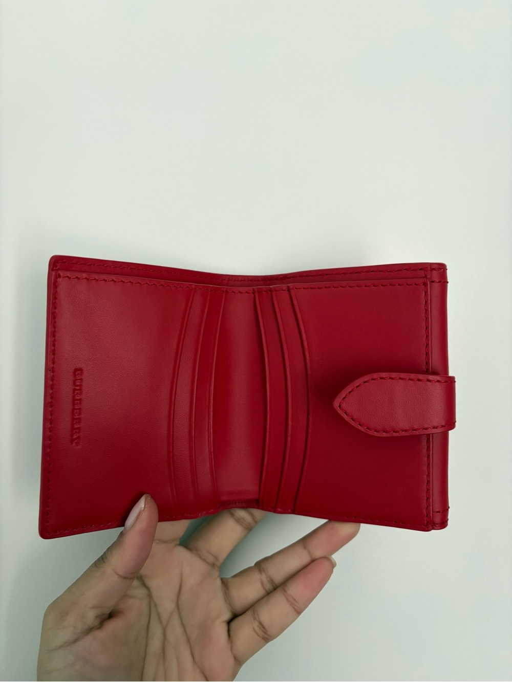 Burberry Red Leather Top Flap Small Wallet - Picture 4 of 6